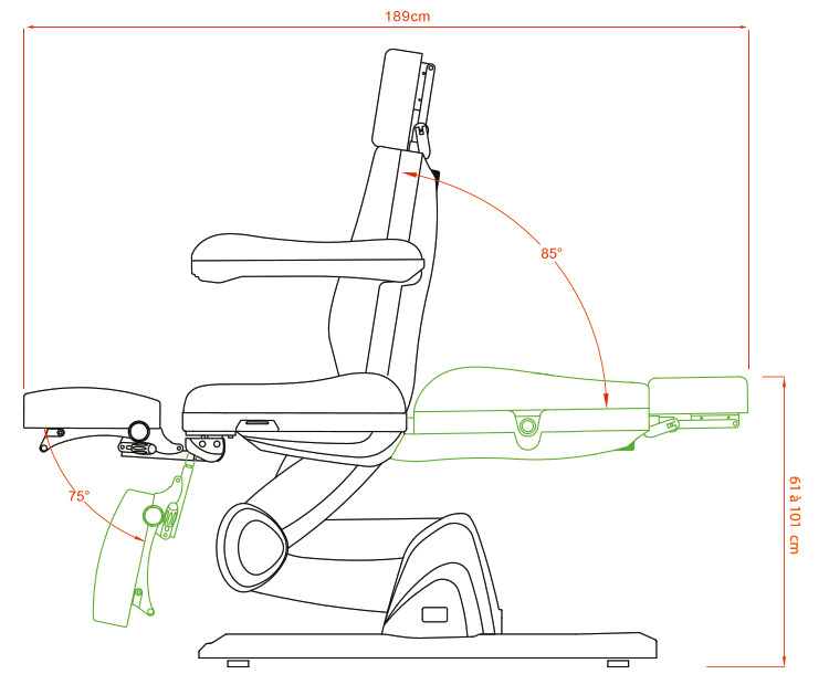 Dimensions fauteuil Weelko Navi Dimensions fauteuil Weelko Navi