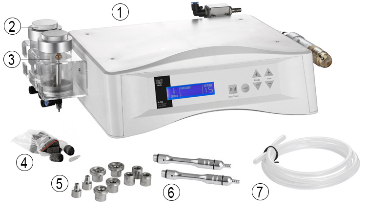 Appareil de microdermabrasion combiné Weelko : pointe de diamant + microcristaux F-336