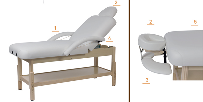 Détails de la table de massage Weelko long