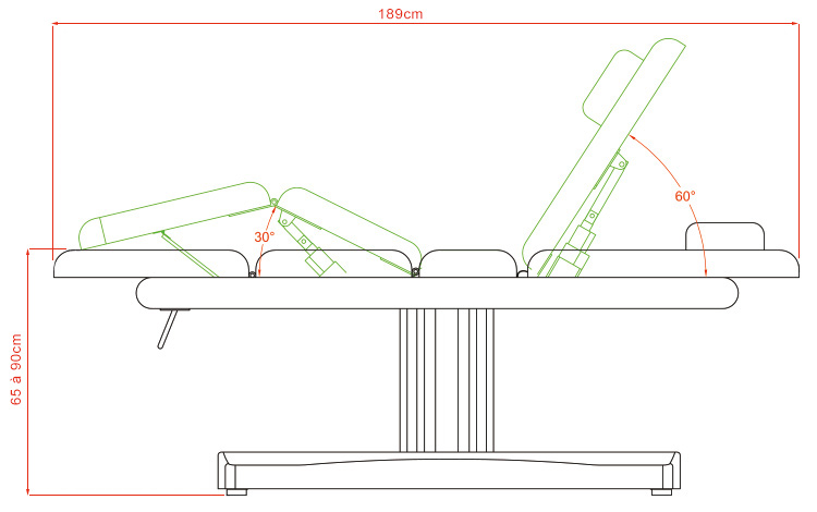 dimensions Table de massage Weelko Ulna